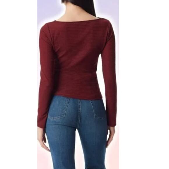 New CIRCUS BY SAM EDELMAN Women's Maroon Cut Out Kelsie Long Sleeve Top Size L - Picture 2 of 6
